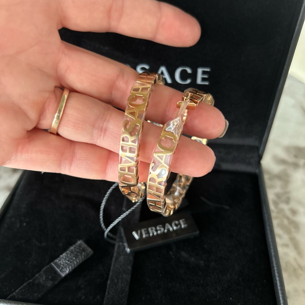 Versace Gold Logo Large Hoops
